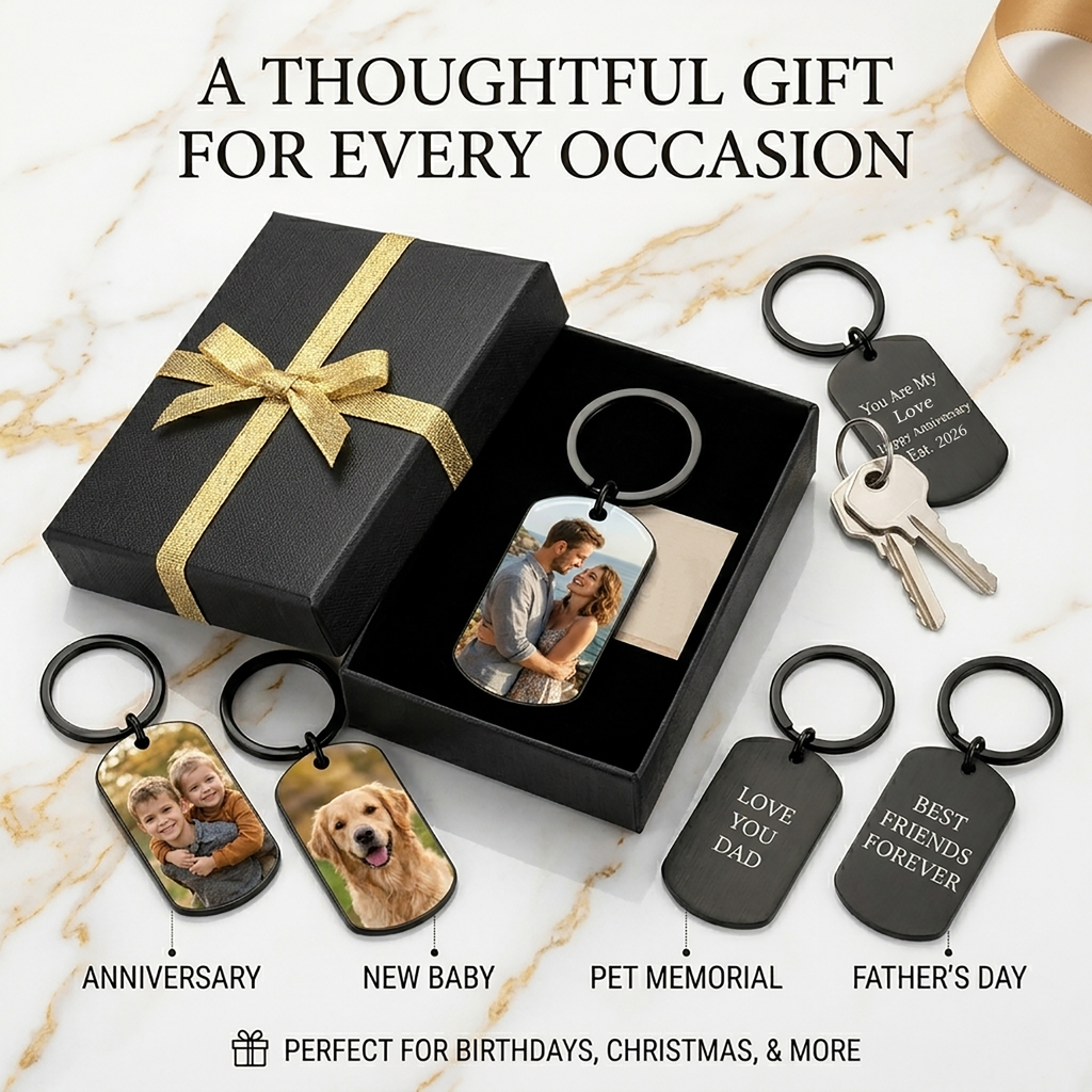 Personalized Photo Dog Tag Keychain