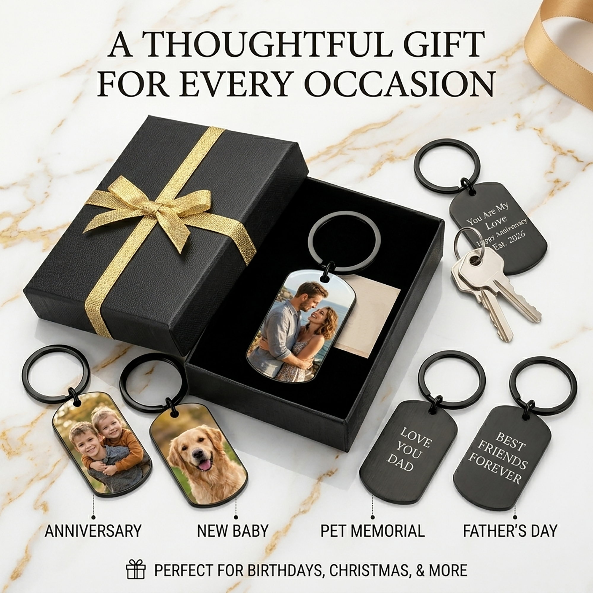 Personalized Photo Dog Tag Keychain