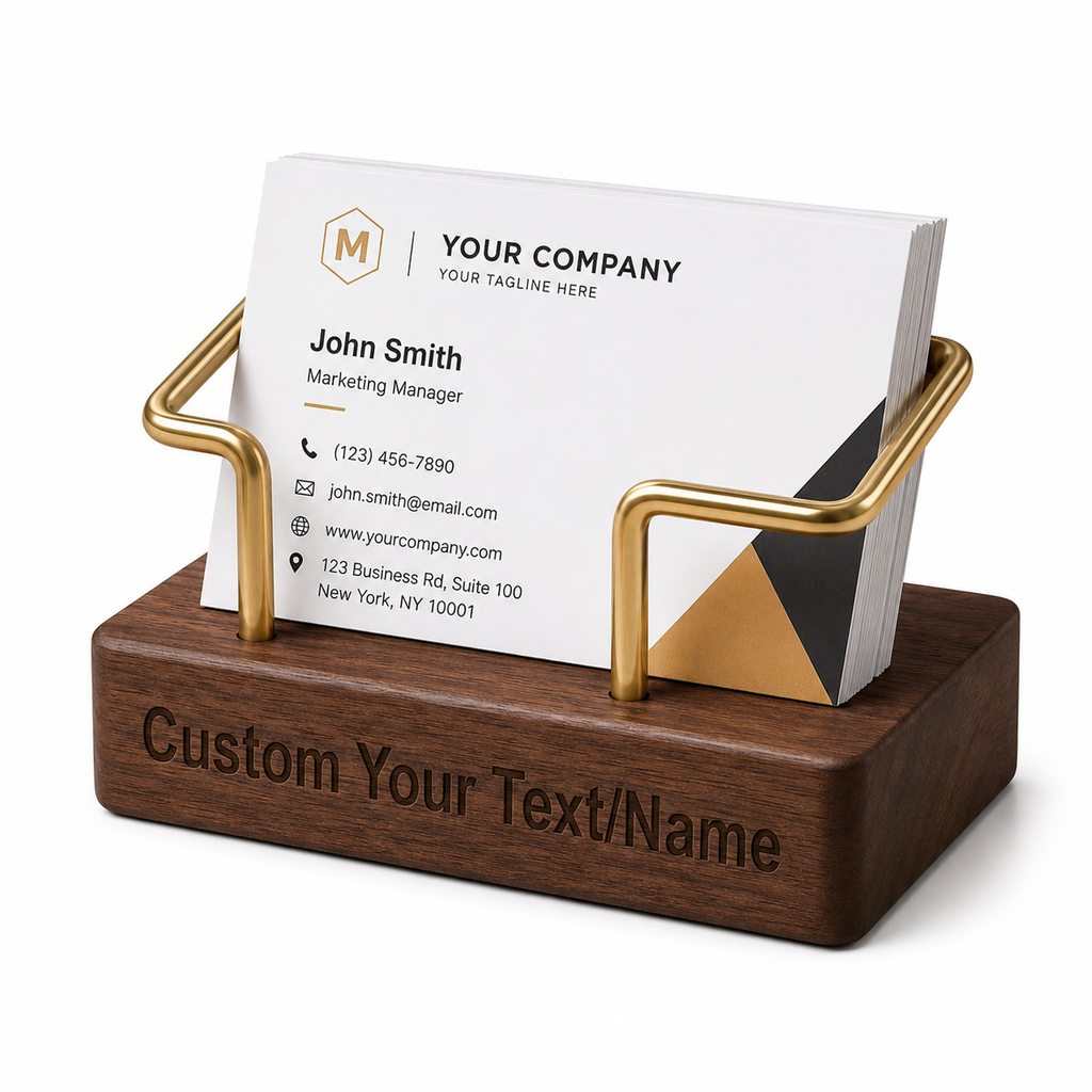 Wood and Brass Card Holder