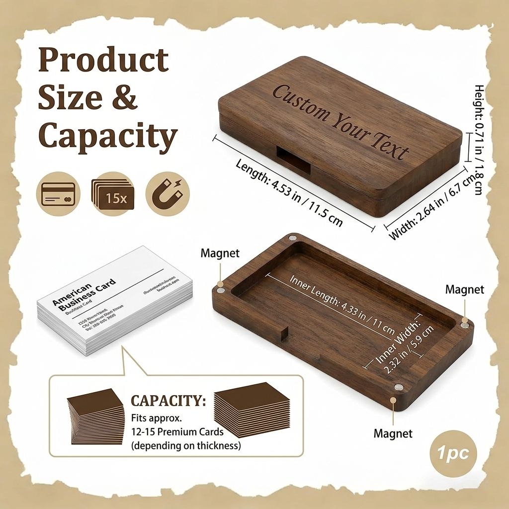 Engraved Wooden Card Holder